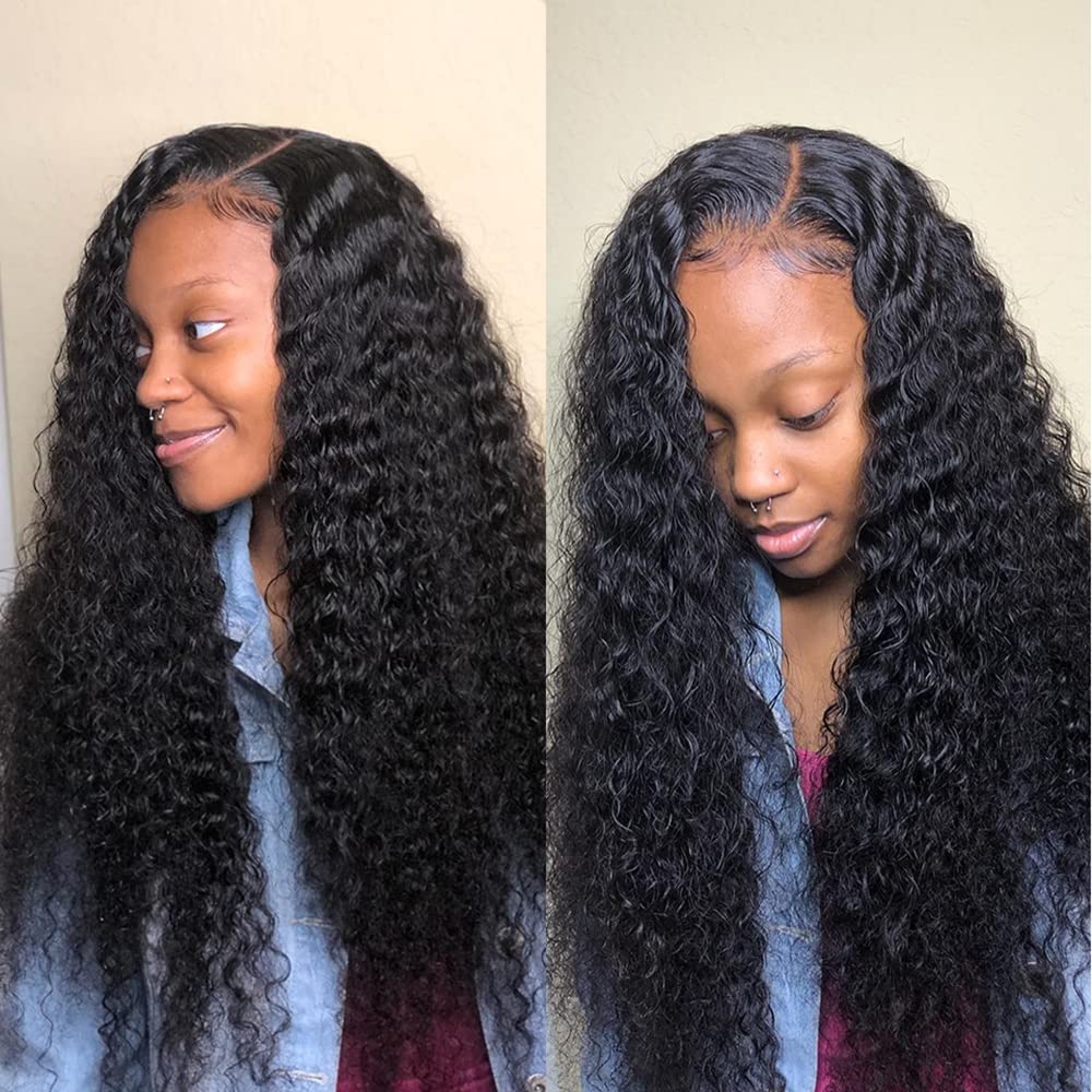 bangjazz 13x4 Deep Wave Lace Front Wigs Human Hair 180% Density Deep Wave Frontal Wigs Human Hair HD Lace 26 Inch Curly Wigs for Black Women Pre Plucked with Baby Hair Curly Lace Front Wig Human Hair