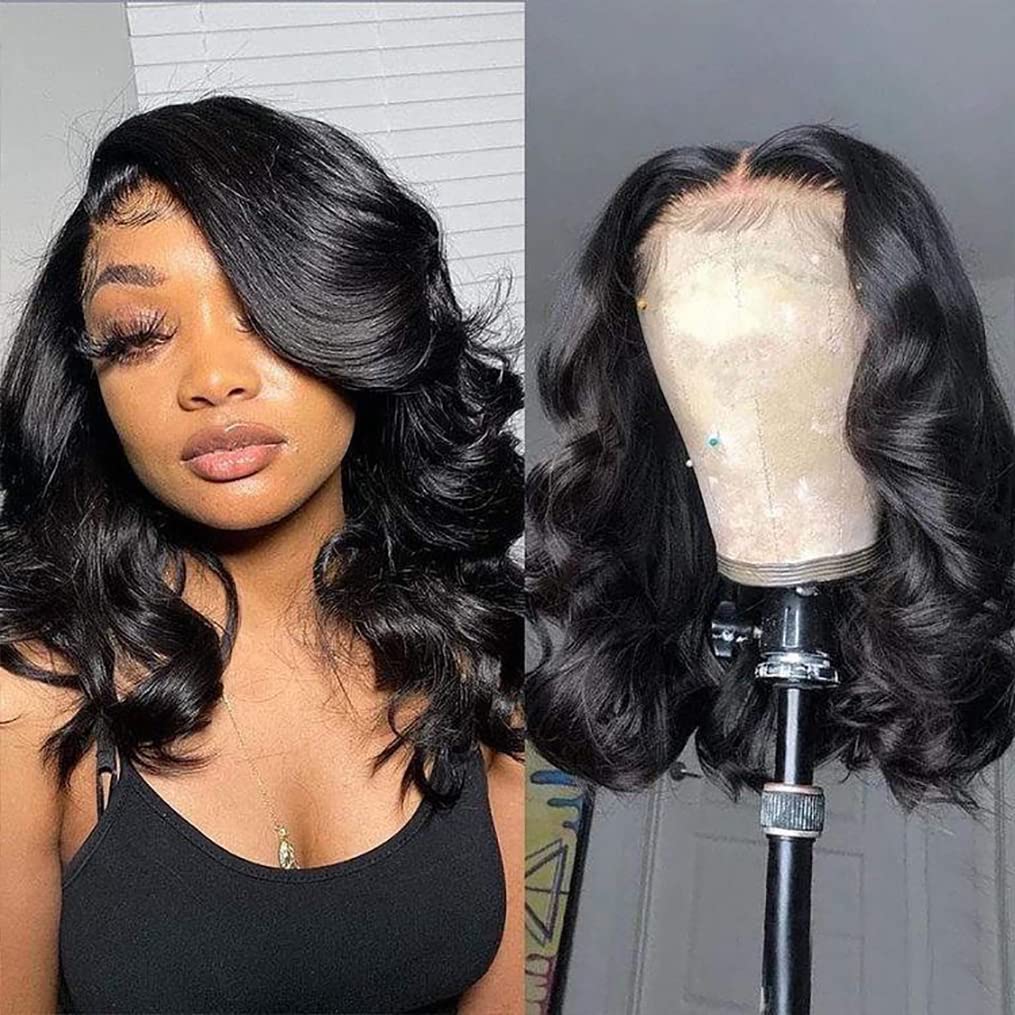 cixhygsa Lace Front Wigs Human Hair Pre Plucked Glueless Wigs for Women Body Wave 13x4 Lace Frontal Wear and Go Wigs for Beginners 180% Density Brazilian Virgin Human Hair Wig(14 Inch)