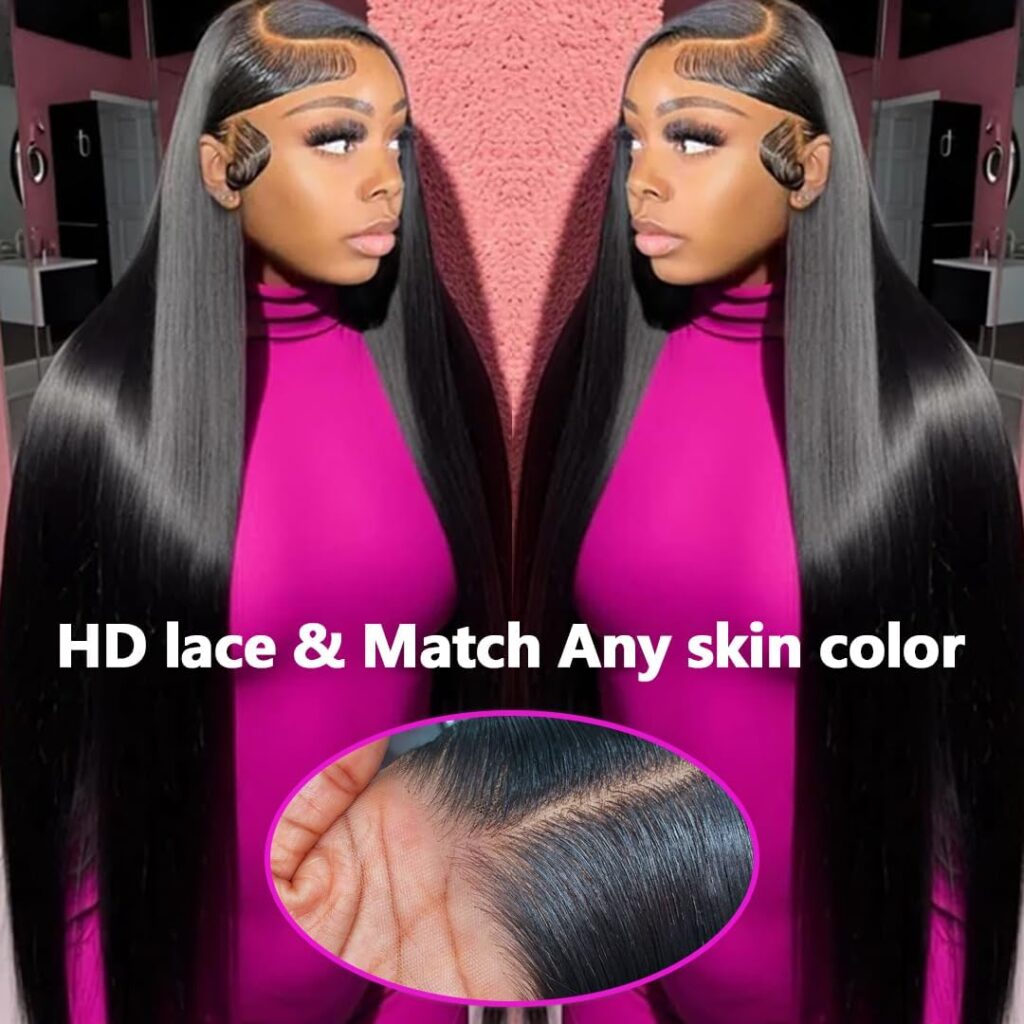 GIVHAP 28 Inch Straight Lace Front Wigs Human Hair Pre-Plucked 180% Density Glueless 13x4 HD Lace Frontal Wigs Human Hair Natural Hairline Brazilian Virgin Human Hair for Black Women with Baby Hair