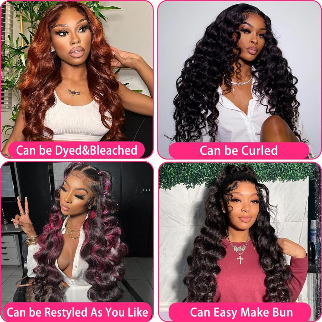 Misvin Body Wave HD Lace Front Wigs Human Hair Pre Plucked 28 Inch 180% Density 13x4 Glueless Frontal Wigs Human Hair Lace Front Wig with Baby Hair for Women Natural Black