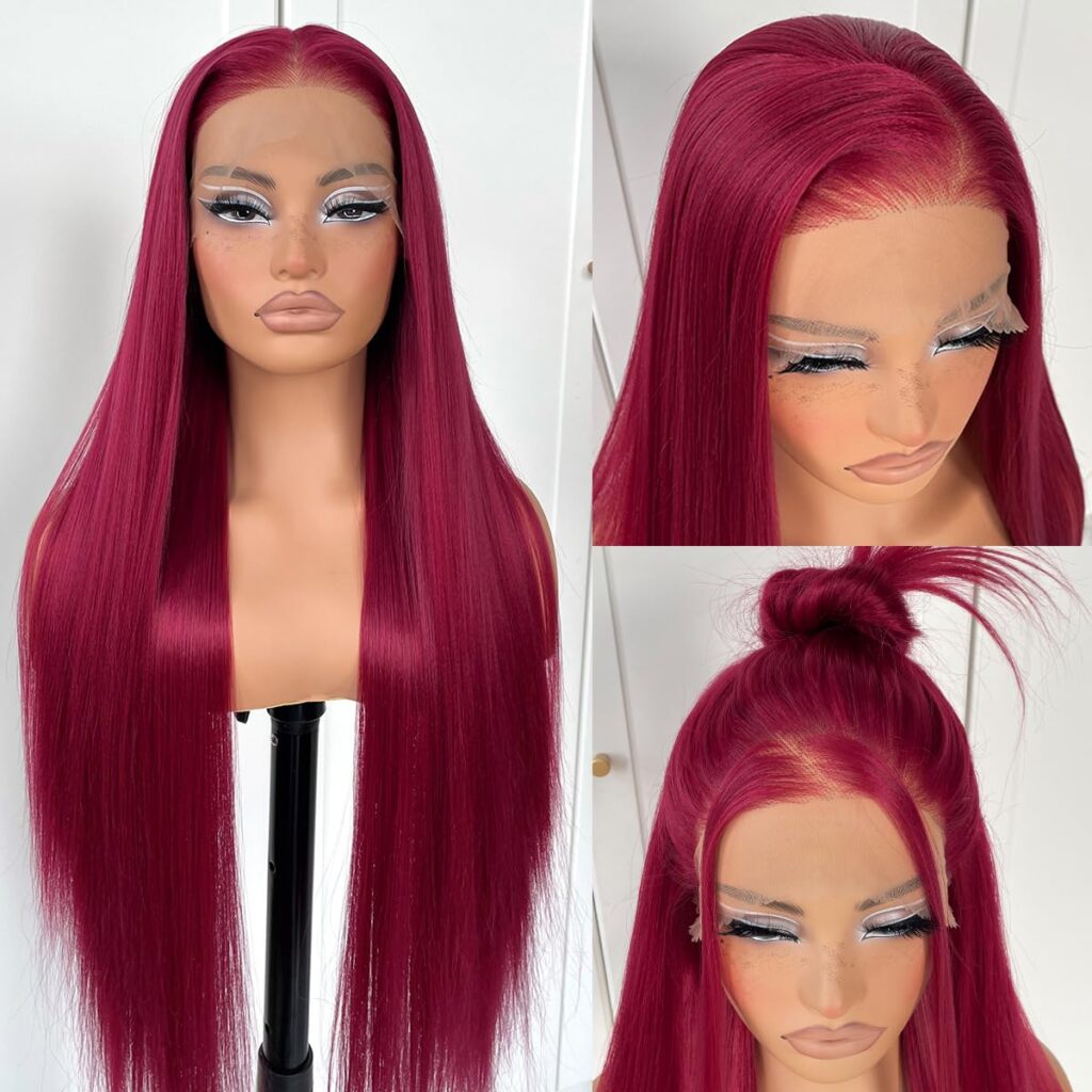 MITIMES 32inch Long Straight Lace Front Wigs Natural Black Glueless Straight Hair Lace Front Wig Pre Plucked Synthetic HD Lace Front Wig For Black Women