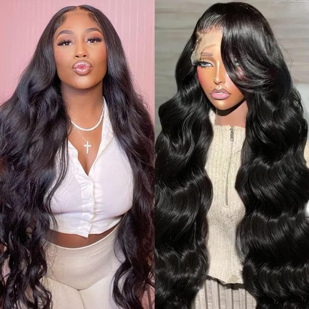 NAJOAI 26 Inch Body Wave Lace Front Wigs Human Hair Pre Plucked 180% Density HD 13x4 Frontal Wigs Glueless Wigs Human Hair Lace Front Wig for Black Women with Baby Hair Natural Black