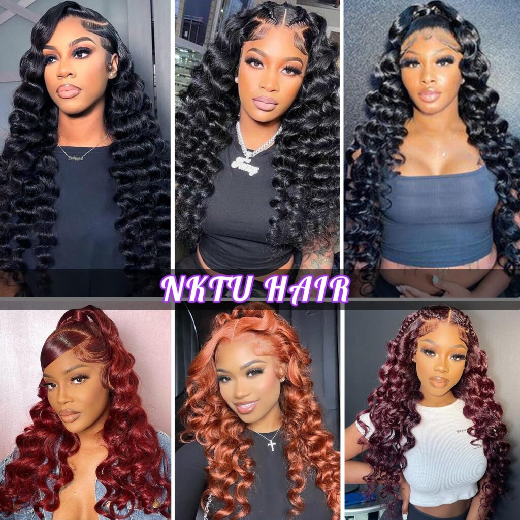 NKTU Deep Wave Lace Front Wigs Human Hair 180 Density Glueless Wigs for Women 13x4 HD Transparent Lace Front Wigs Pre Plucked with Baby Hair (22 Inch, Deep Wave Wigs)