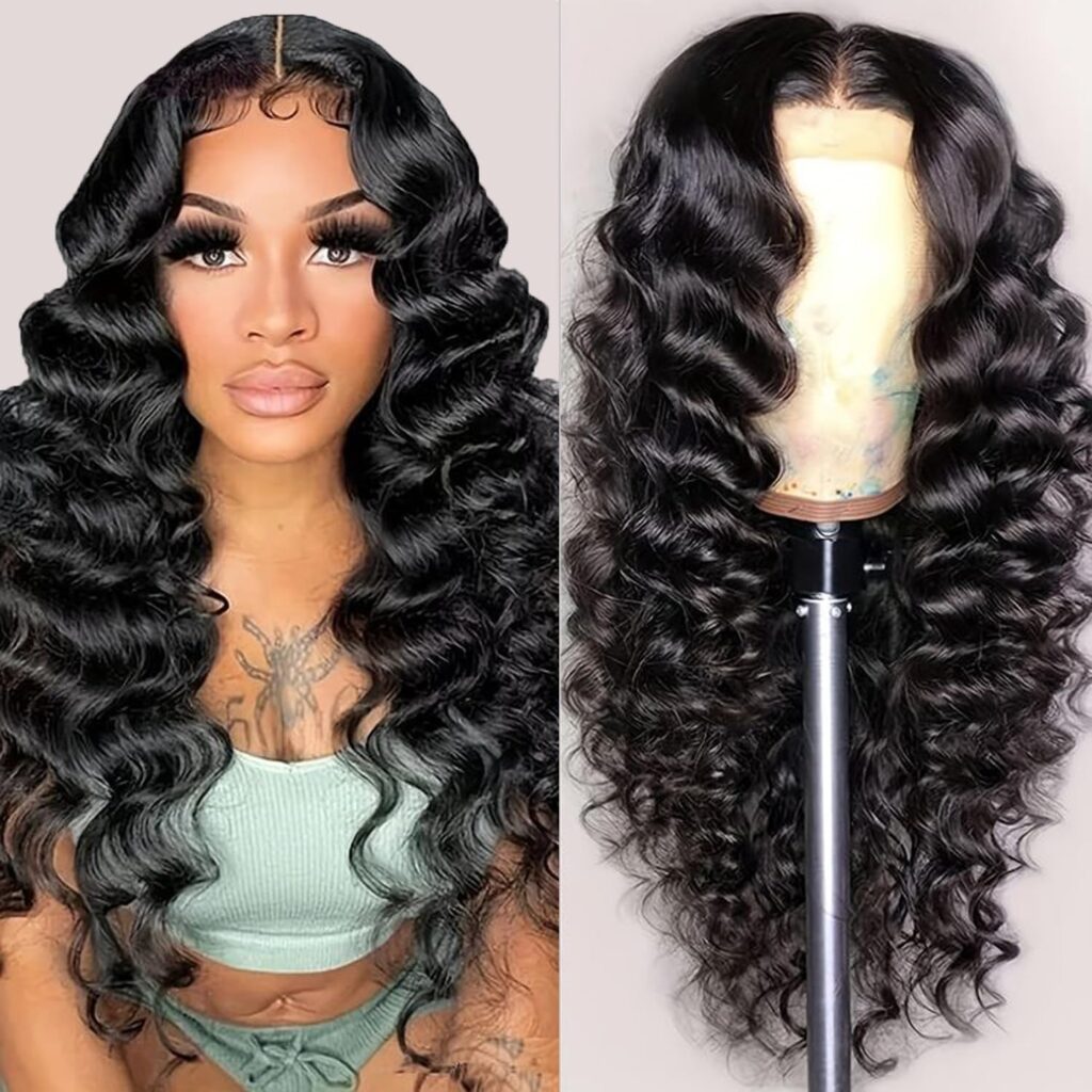 NKTU Deep Wave Lace Front Wigs Human Hair 180 Density Glueless Wigs for Women 13x4 HD Transparent Lace Front Wigs Pre Plucked with Baby Hair (22 Inch, Deep Wave Wigs)