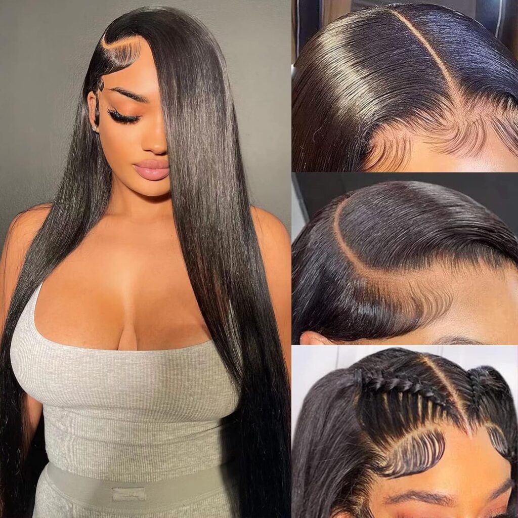 Straight Lace Front Wigs Human Hair 13x4 Transparent HD Lace Front Wigs Human Hair Pre Plucked 180% Density Straight Lace Frontal Wigs Human Hair with Baby Hair for Women 24 Inch