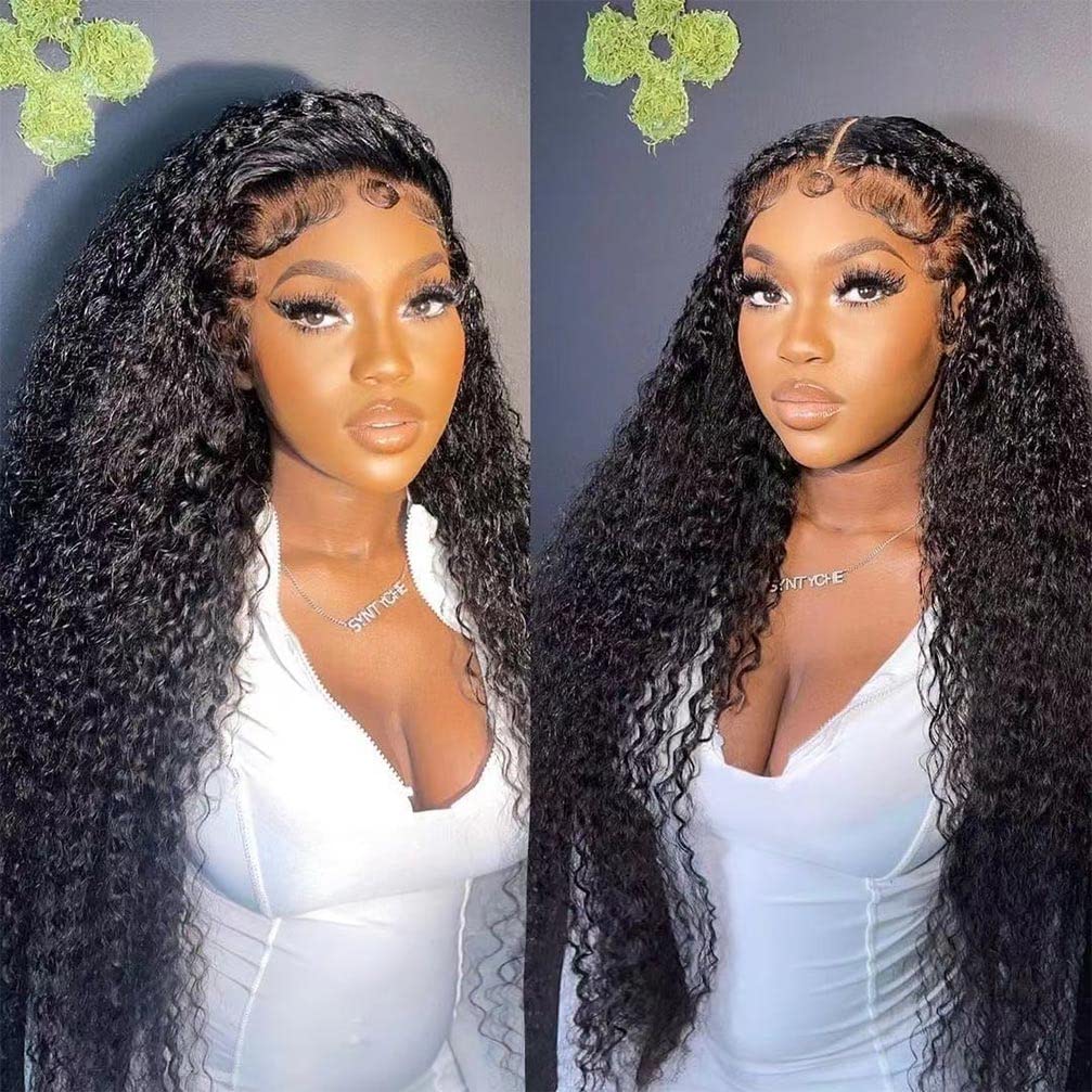 13x4 Lace Front Wigs Human Hair Pre Plucked 180% Density Brazilian Wet and Wavy Human Hair Wigs for Black Women Glueless Curly Lace Frontal Wigs Human Hair Natural Color (22 Inch)