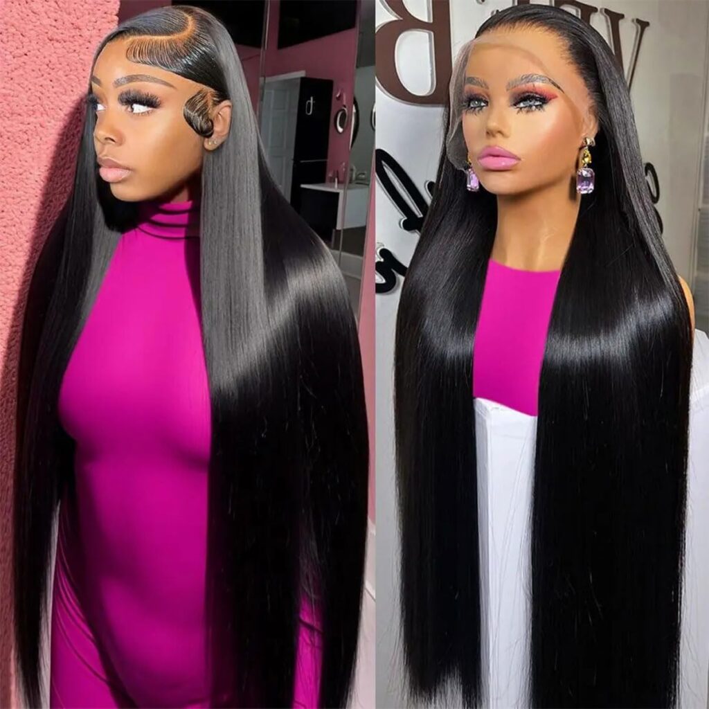 ACQUET 13x4 Lace Front Wigs 180 Density Straight HD Lace Frontal Wigs Pre Plucked with Baby Hair Glueless Brazilian Lace Frontal Wigs (30inch, Straight 180 Density)