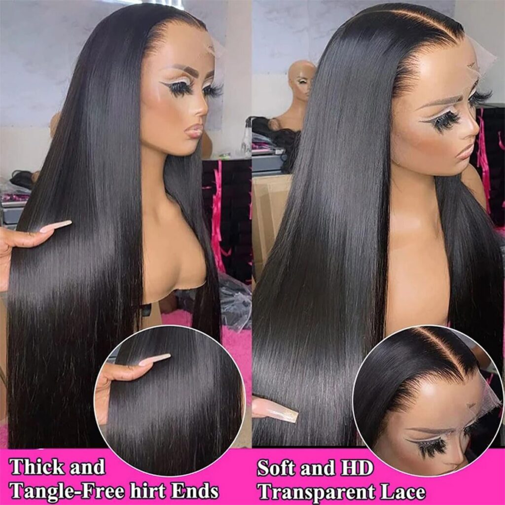 ACQUET 13x4 Lace Front Wigs 180 Density Straight HD Lace Frontal Wigs Pre Plucked with Baby Hair Glueless Brazilian Lace Frontal Wigs (30inch, Straight 180 Density)