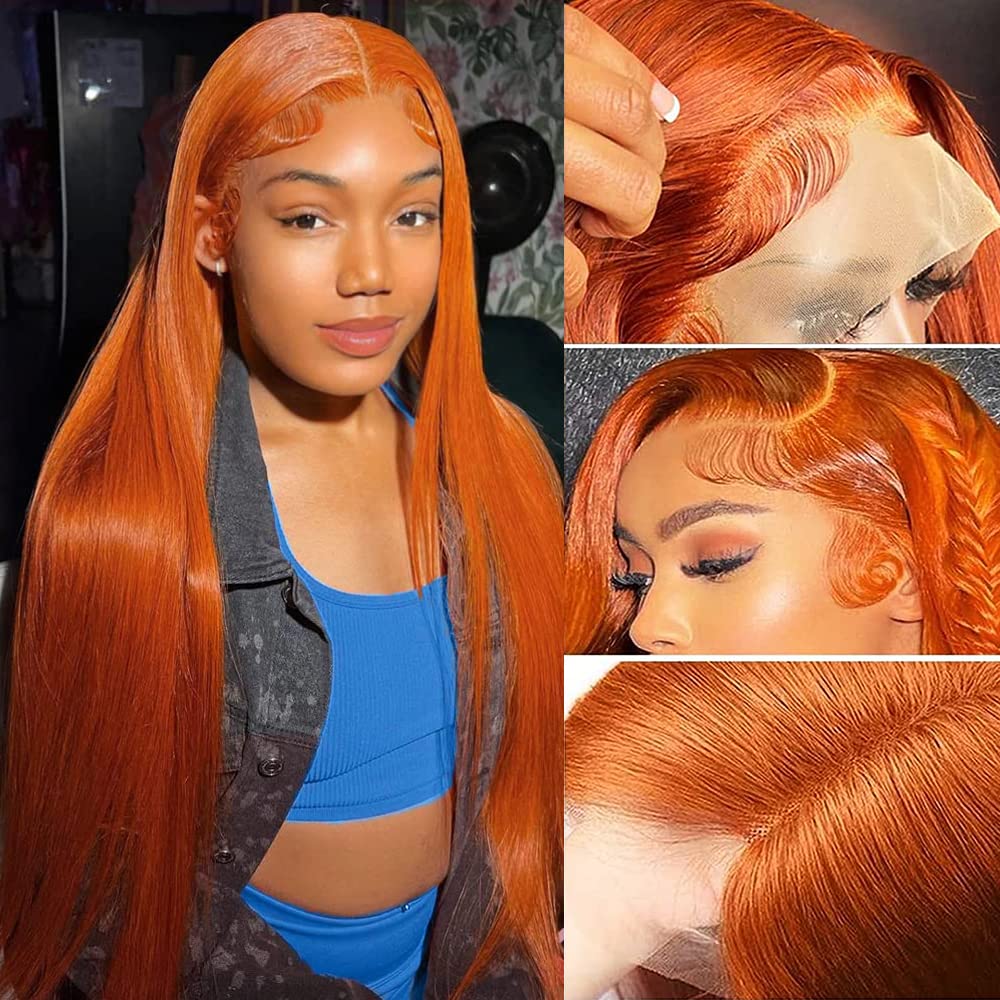 Honey Blonde Lace Front Wig Human Hair Body Wave 13x4 HD Lace Frontal Human Hair Wigs Pre Plucked with Baby Hair 180% Density Glueless Wigs 27# Colored Wigs Human Hair 22 Inch