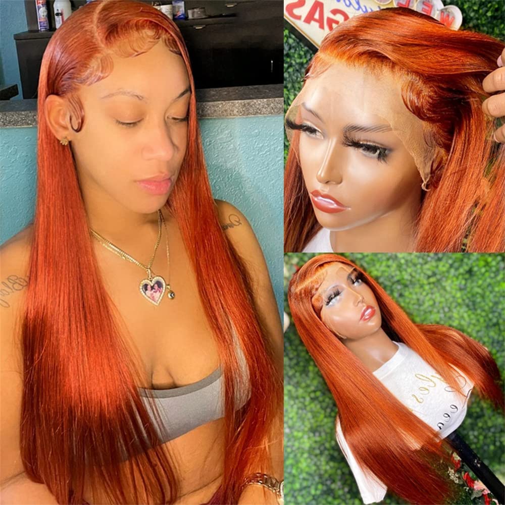 Honey Blonde Lace Front Wig Human Hair Body Wave 13x4 HD Lace Frontal Human Hair Wigs Pre Plucked with Baby Hair 180% Density Glueless Wigs 27# Colored Wigs Human Hair 22 Inch