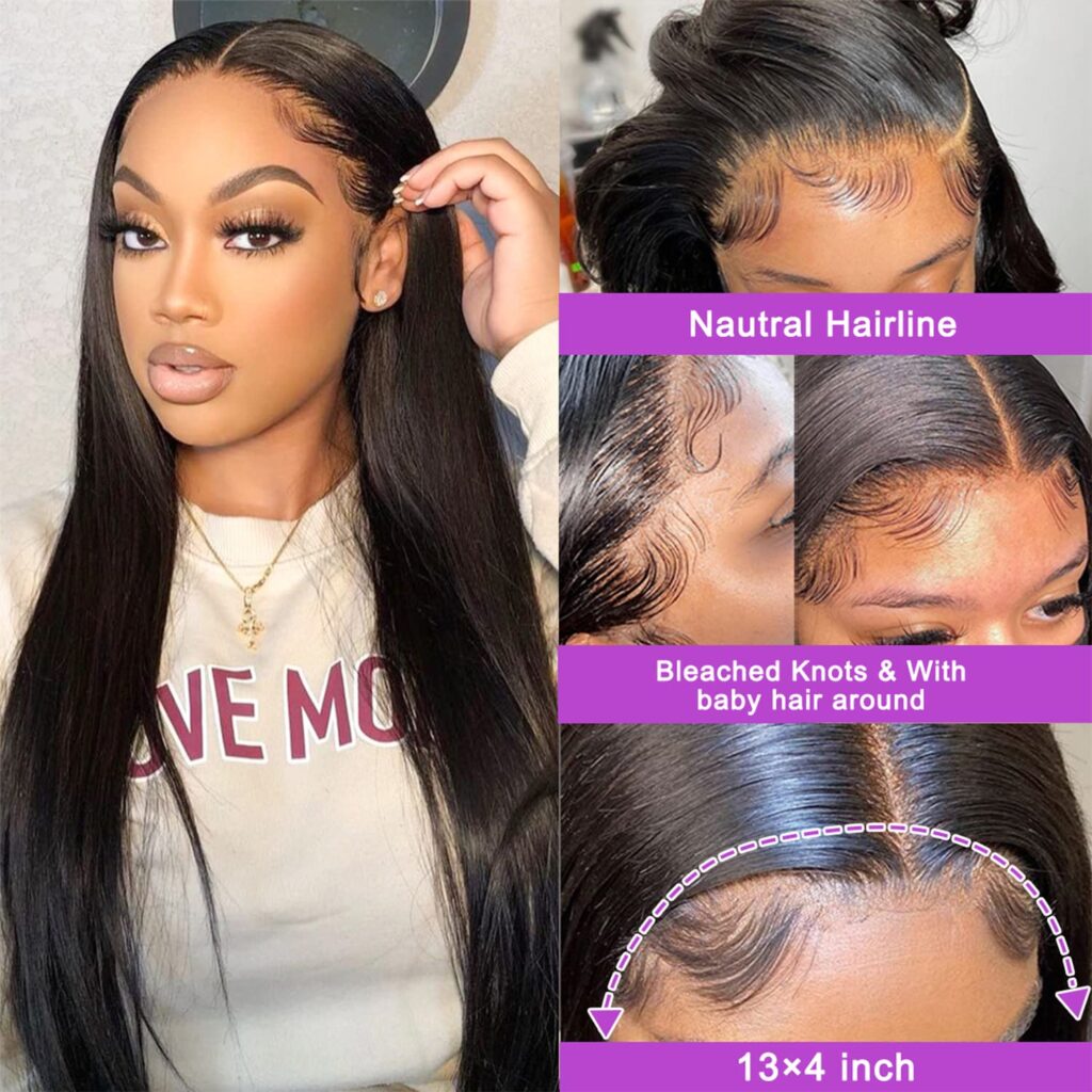 Lace Front Wigs Human Hair Pre Plucked with Baby Hair 160 Density 13x4 HD Transparent Straight Lace Front Wigs for Women Human Hair Glueless (22 Inch, Natural Color)