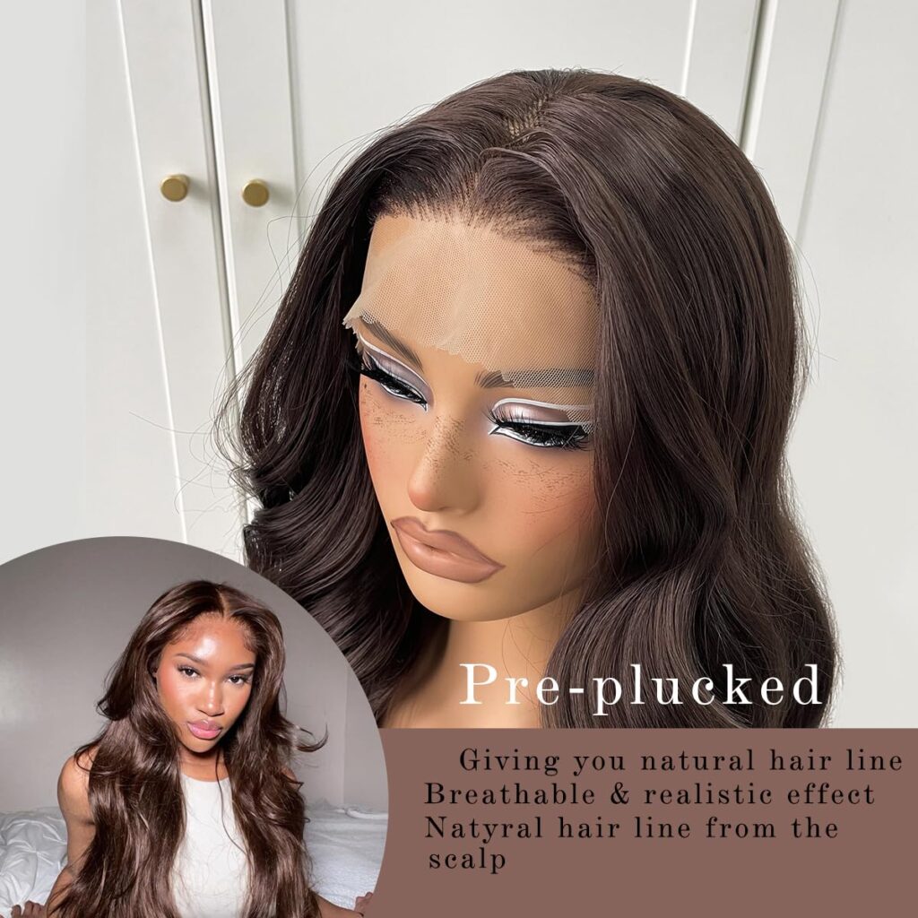 MITIMES Glueless Long Body Wave Synthetic Lace Front Wig For Black Women 1B Natural Black