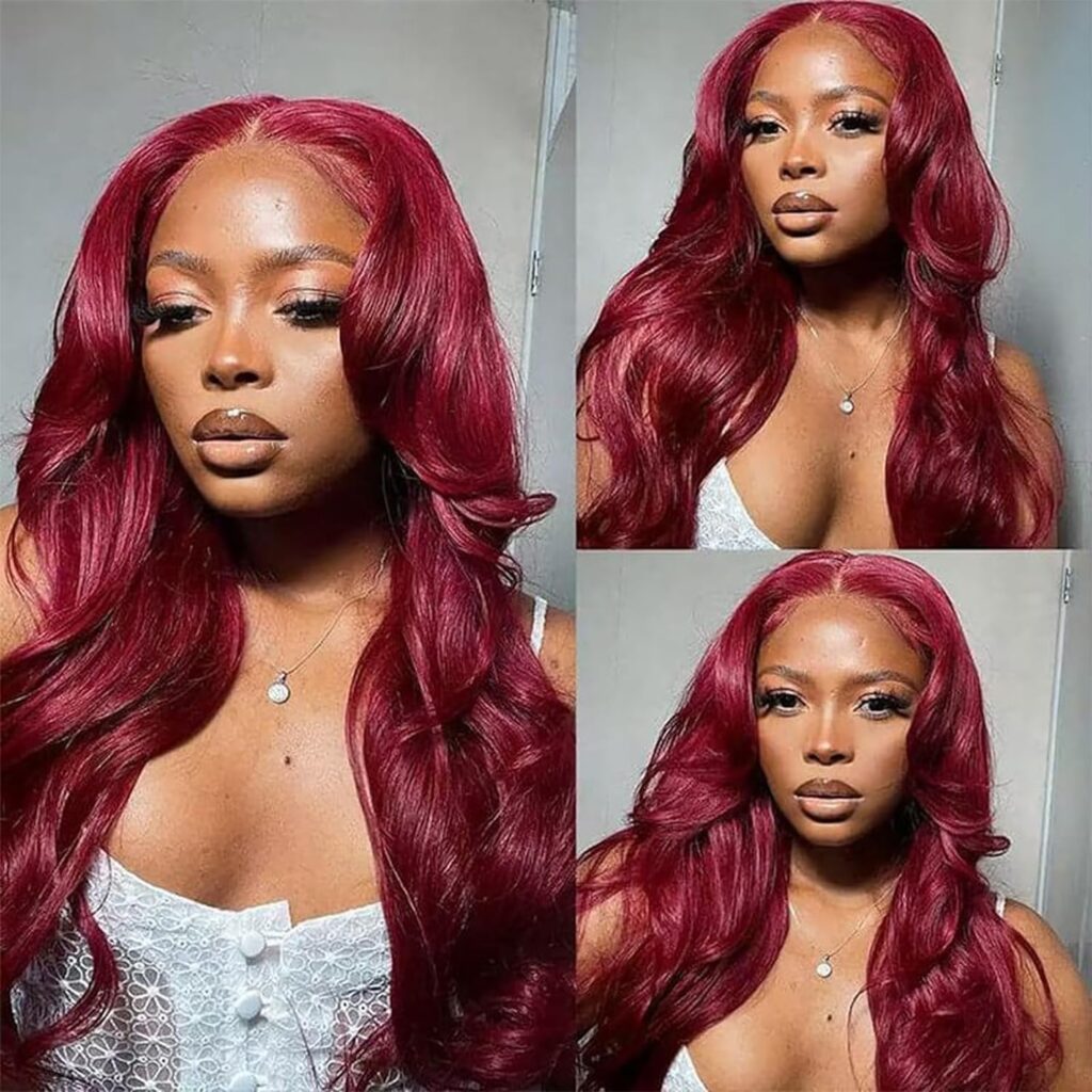 WRIVOX 99j Burgundy Lace Front Wigs Human Hair 24 Inch 13x4 Body Wave Human Hair Lace Front Wigs for Black Women 180 Density HD Transparent Glueless Wigs Human Hair Pre Plucked with Baby Hair